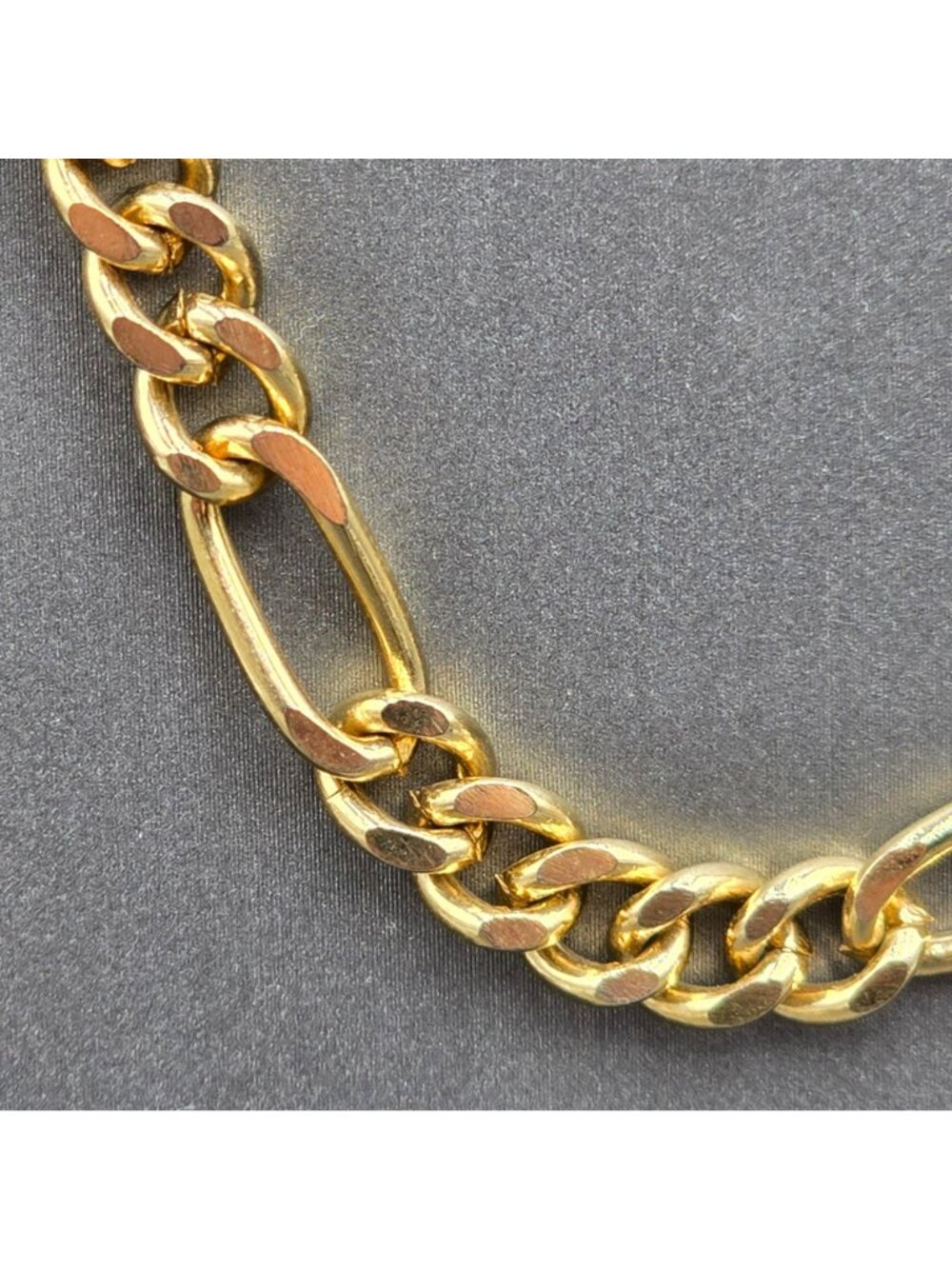 14K Gold Plated Figaro Chain Necklace 6.3mm Heavy Link 20" Unisex Jewelry - Picture 3 of 9